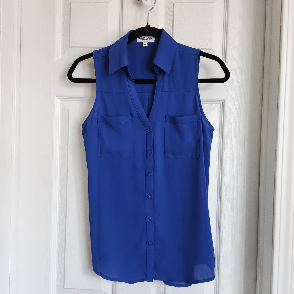 Express Royal Blue Sleeveless Portefino Blouse in size xs